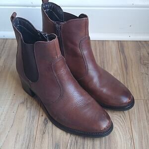5th Avenue Brown Leather Chelsea Ankle Booties Size 37
